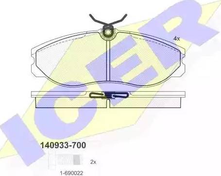 Icer 140933 - Тормозные колодки, дисковые, комплект avtokuzovplus.com.ua