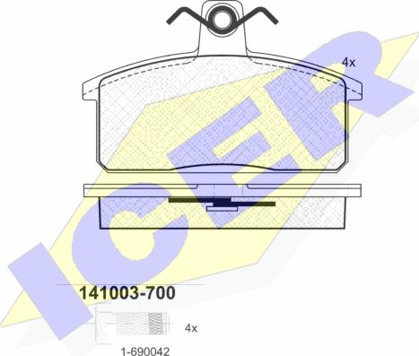 Icer 141003-700 - Гальмівні колодки, дискові гальма autocars.com.ua