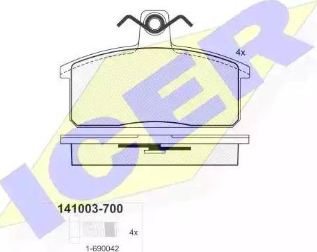 Icer 141003 - Гальмівні колодки, дискові гальма autocars.com.ua