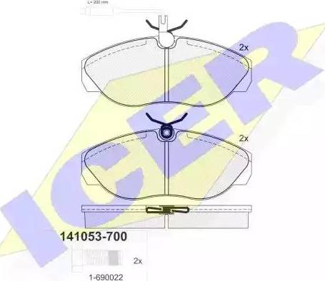 Icer 141053 - Гальмівні колодки, дискові гальма autocars.com.ua