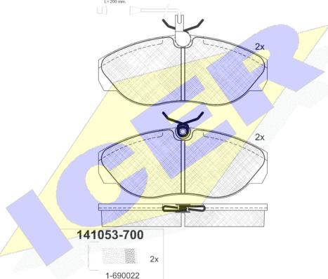 Icer 141053-700 - Тормозные колодки, дисковые, комплект avtokuzovplus.com.ua