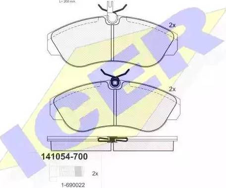 Icer 141054 - Тормозные колодки, дисковые, комплект avtokuzovplus.com.ua