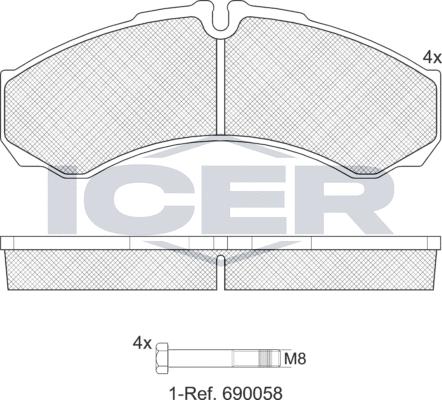 Icer 141208LM - Тормозные колодки, дисковые, комплект avtokuzovplus.com.ua