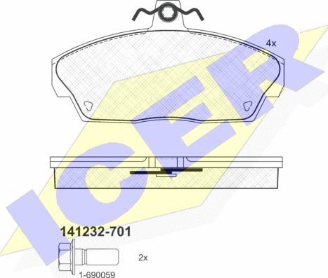 Icer 141232-701 - Тормозные колодки, дисковые, комплект avtokuzovplus.com.ua