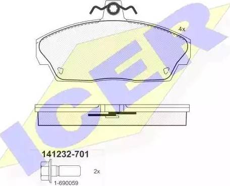 Icer 141232 - Тормозные колодки, дисковые, комплект avtokuzovplus.com.ua