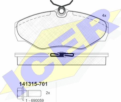 Icer 141315-701 - Гальмівні колодки, дискові гальма autocars.com.ua