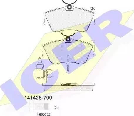 Icer 141425 - Тормозные колодки, дисковые, комплект avtokuzovplus.com.ua