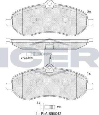 Icer 141802LM - Тормозные колодки, дисковые, комплект avtokuzovplus.com.ua