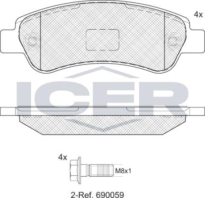 Icer 141804LM - Тормозные колодки, дисковые, комплект avtokuzovplus.com.ua