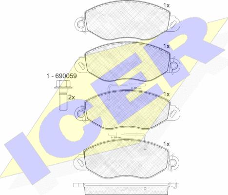 Icer 141808 - Гальмівні колодки, дискові гальма autocars.com.ua