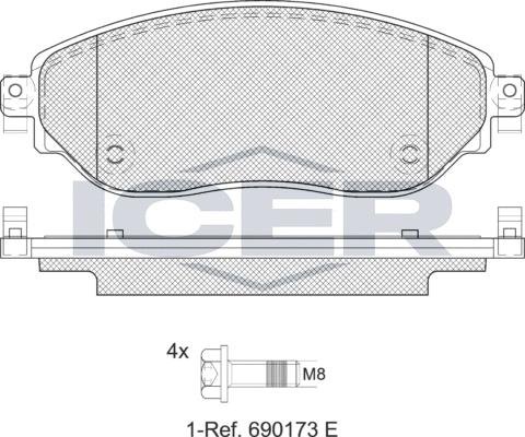 Icer 142219LM - Гальмівні колодки, дискові гальма autocars.com.ua