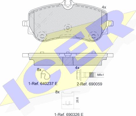 Icer 142301 - Гальмівні колодки, дискові гальма autocars.com.ua