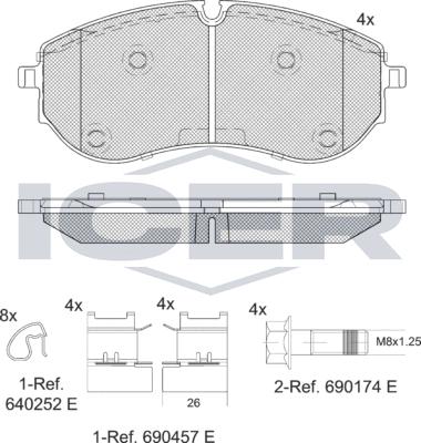 Icer 142395 - Тормозные колодки, дисковые, комплект avtokuzovplus.com.ua