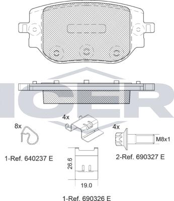 Icer 142415 - Гальмівні колодки, дискові гальма autocars.com.ua