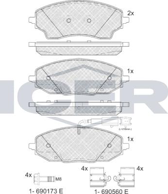 Icer 142483 - Тормозные колодки, дисковые, комплект avtokuzovplus.com.ua