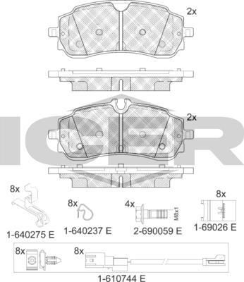 Icer 142516 - Гальмівні колодки, дискові гальма autocars.com.ua
