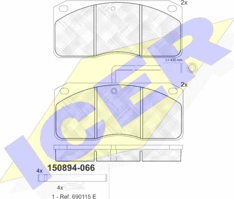 Icer 150894 - Гальмівні колодки, дискові гальма autocars.com.ua