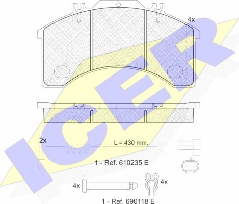 Icer 151042-111 - Тормозные колодки, дисковые, комплект avtokuzovplus.com.ua