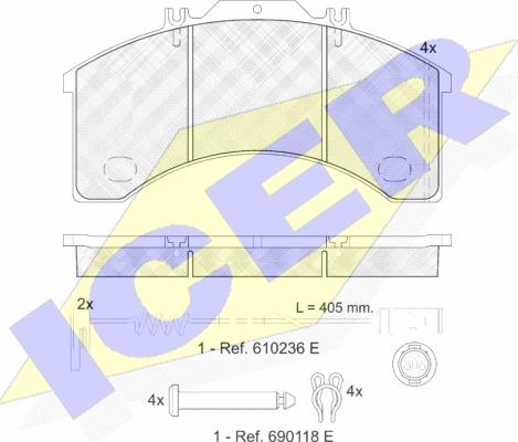 Icer 151043-110 - Гальмівні колодки, дискові гальма autocars.com.ua