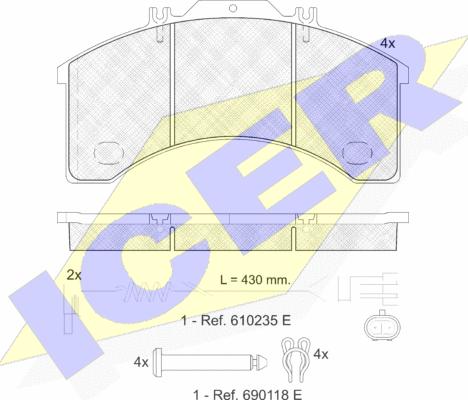 Icer 151043-111 - Тормозные колодки, дисковые, комплект avtokuzovplus.com.ua