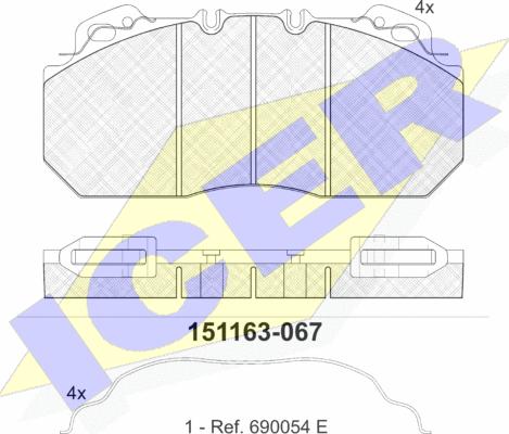 Icer 151163 - Гальмівні колодки, дискові гальма autocars.com.ua