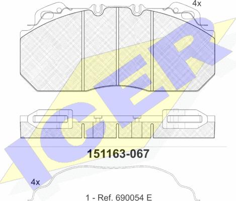 Icer 151163 - Тормозные колодки, дисковые, комплект avtokuzovplus.com.ua