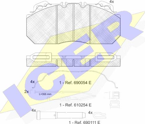 Icer 151163-115 - Гальмівні колодки, дискові гальма autocars.com.ua