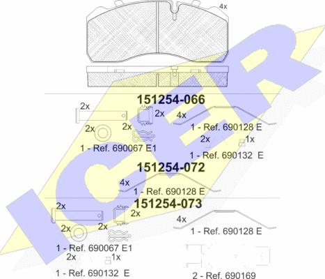 Icer 151254-072 - Тормозные колодки, дисковые, комплект avtokuzovplus.com.ua