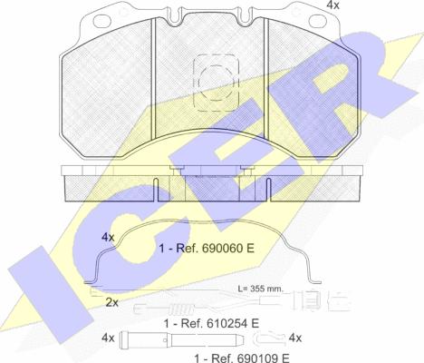 Icer 151280-115 - Тормозные колодки, дисковые, комплект avtokuzovplus.com.ua