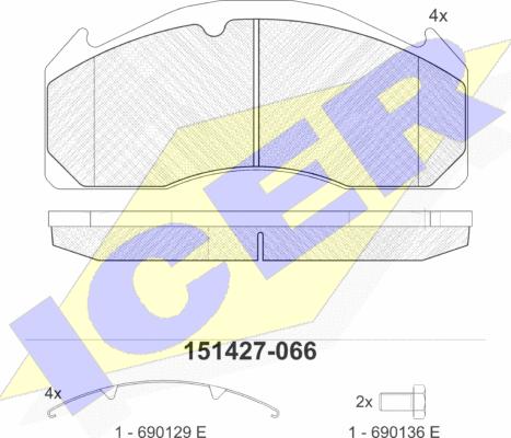 Icer 151427-066 - Тормозные колодки, дисковые, комплект avtokuzovplus.com.ua