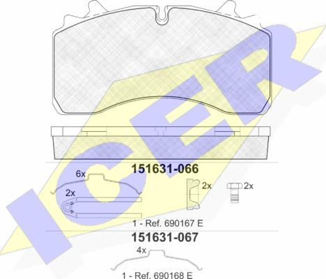 Icer 151631-067 - Гальмівні колодки, дискові гальма autocars.com.ua