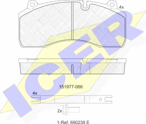 Icer 151977-066 - Гальмівні колодки, дискові гальма autocars.com.ua