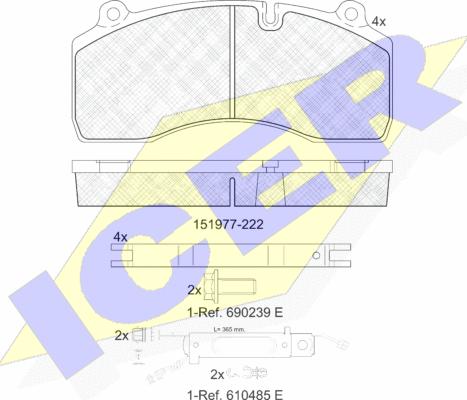 Icer 151977-222 - Гальмівні колодки, дискові гальма autocars.com.ua