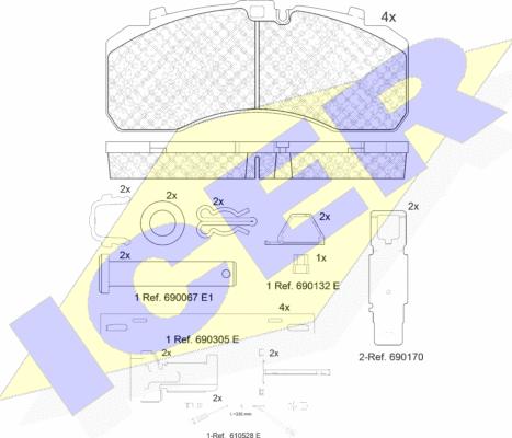 Icer 152091-113 - Тормозные колодки, дисковые, комплект avtokuzovplus.com.ua