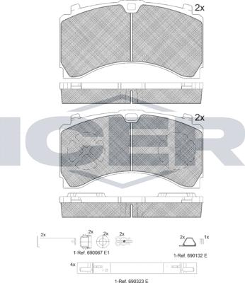 Icer 152123-066 - Гальмівні колодки, дискові гальма autocars.com.ua