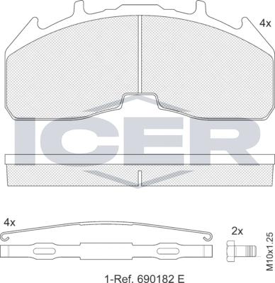 Icer 152457-066 - Гальмівні колодки, дискові гальма autocars.com.ua