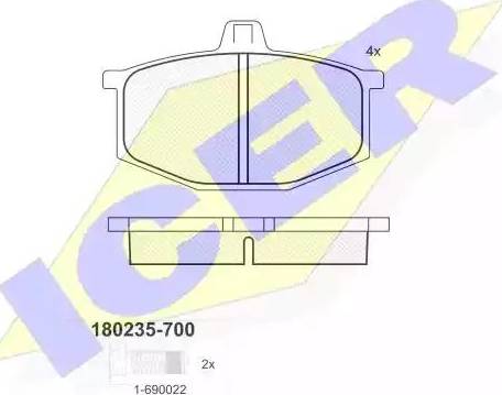 Icer 180235 - Гальмівні колодки, дискові гальма autocars.com.ua