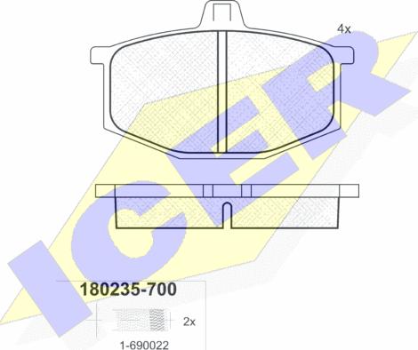 Icer 180235-700 - Тормозные колодки, дисковые, комплект autodnr.net