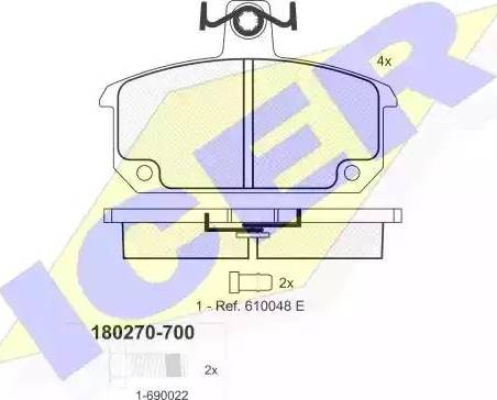 Icer 180270 - Тормозные колодки, дисковые, комплект autodnr.net