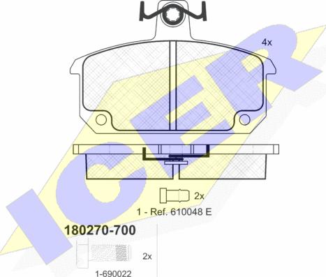 Icer 180270-700 - Тормозные колодки, дисковые, комплект autodnr.net