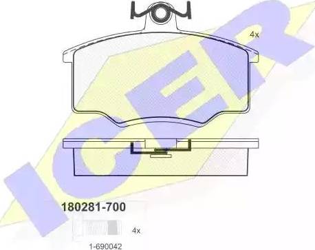 Icer 180281 - Гальмівні колодки, дискові гальма autocars.com.ua