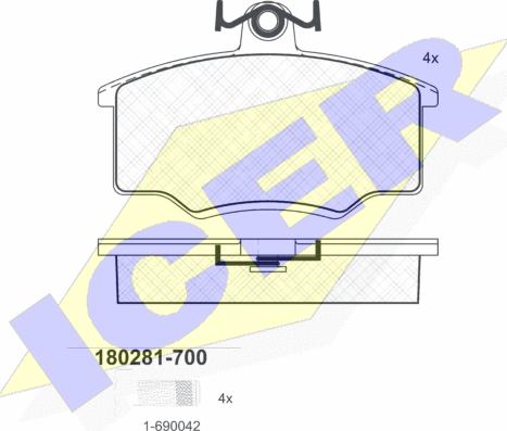 Icer 180281-700 - Тормозные колодки, дисковые, комплект avtokuzovplus.com.ua