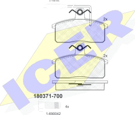 Icer 180371-700 - Тормозные колодки, дисковые, комплект avtokuzovplus.com.ua