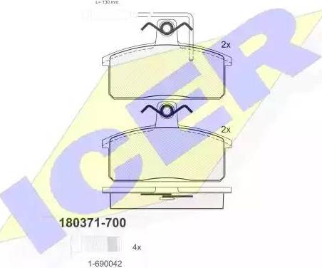 Icer 180371 - Тормозные колодки, дисковые, комплект avtokuzovplus.com.ua