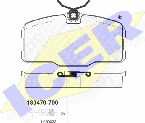 Icer 180470-700 - Гальмівні колодки, дискові гальма autocars.com.ua