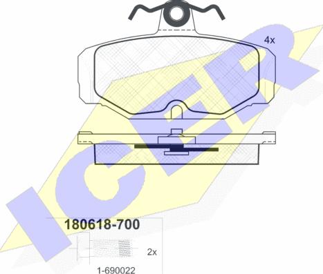 Icer 180618-700 - Гальмівні колодки, дискові гальма autocars.com.ua