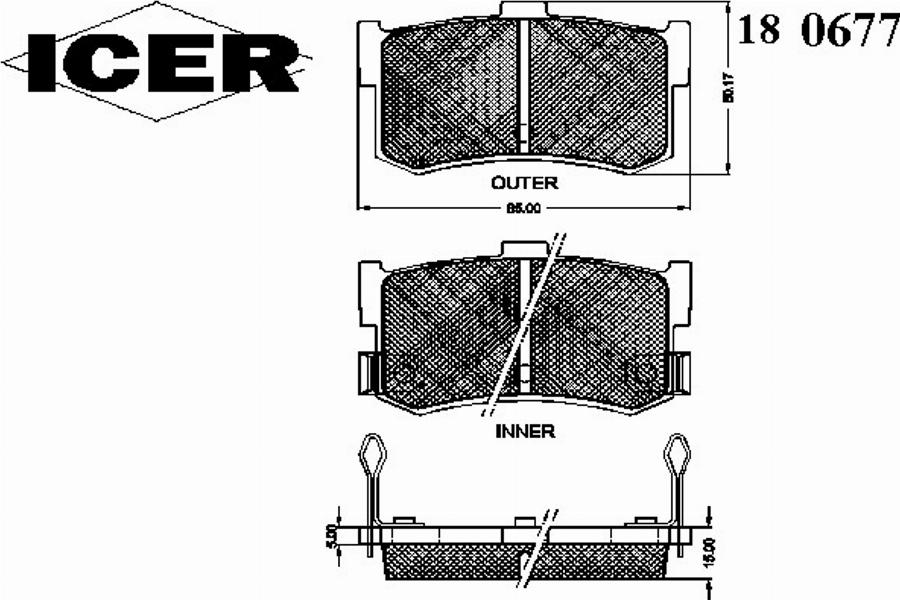 Icer 180677 - Гальмівні колодки, дискові гальма autocars.com.ua