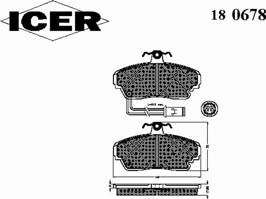 Icer 180678 - Гальмівні колодки, дискові гальма autocars.com.ua