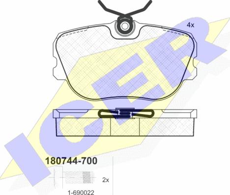 Icer 180744-700 - Гальмівні колодки, дискові гальма autocars.com.ua