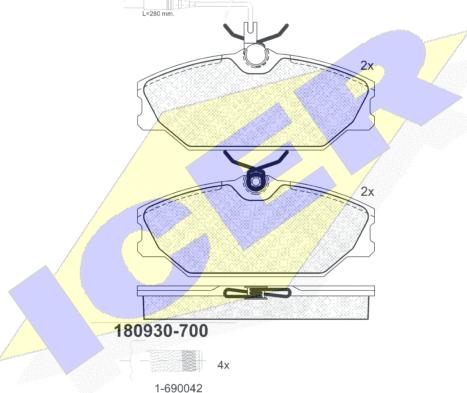 Icer 180930-700 - Гальмівні колодки, дискові гальма autocars.com.ua